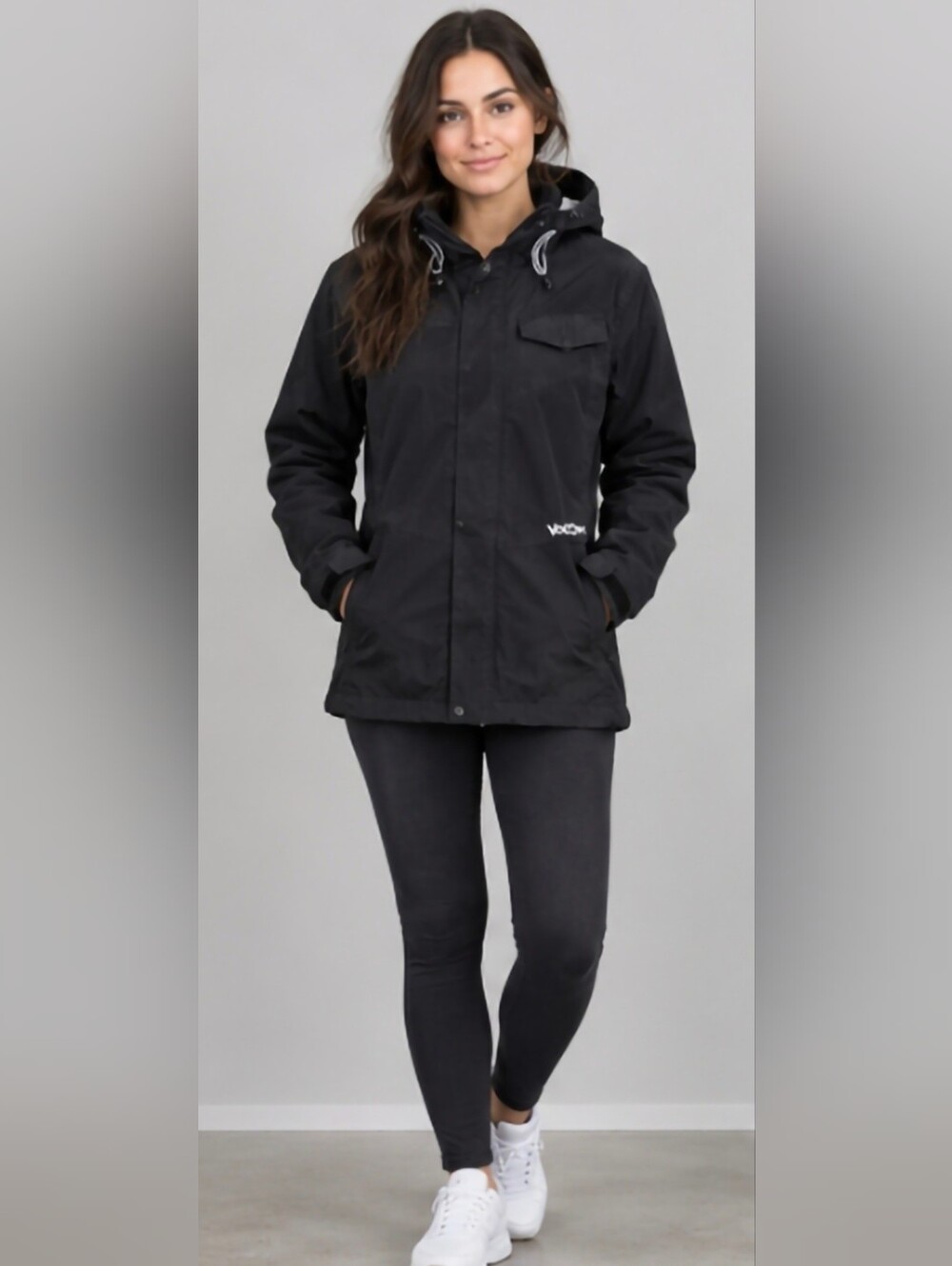 Volcom Black Hooded Utility Jacket